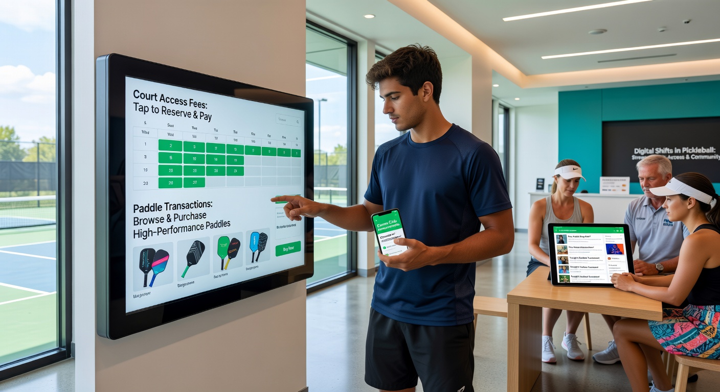 Digital dashboard showing pickleball club revenue from court fees and community allocations